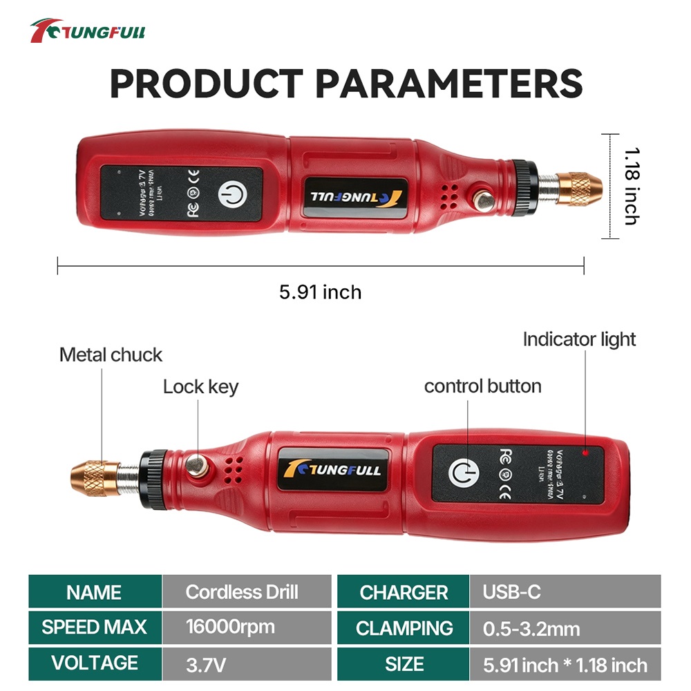 TUNGFULL 3.7V Bezprzewodowy Ob – Jewelry Making Drill recenzja i cena